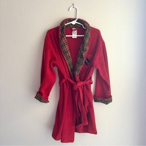 Vintage Gymboree Red Plaid Trim Robe with Black Scottie Dog